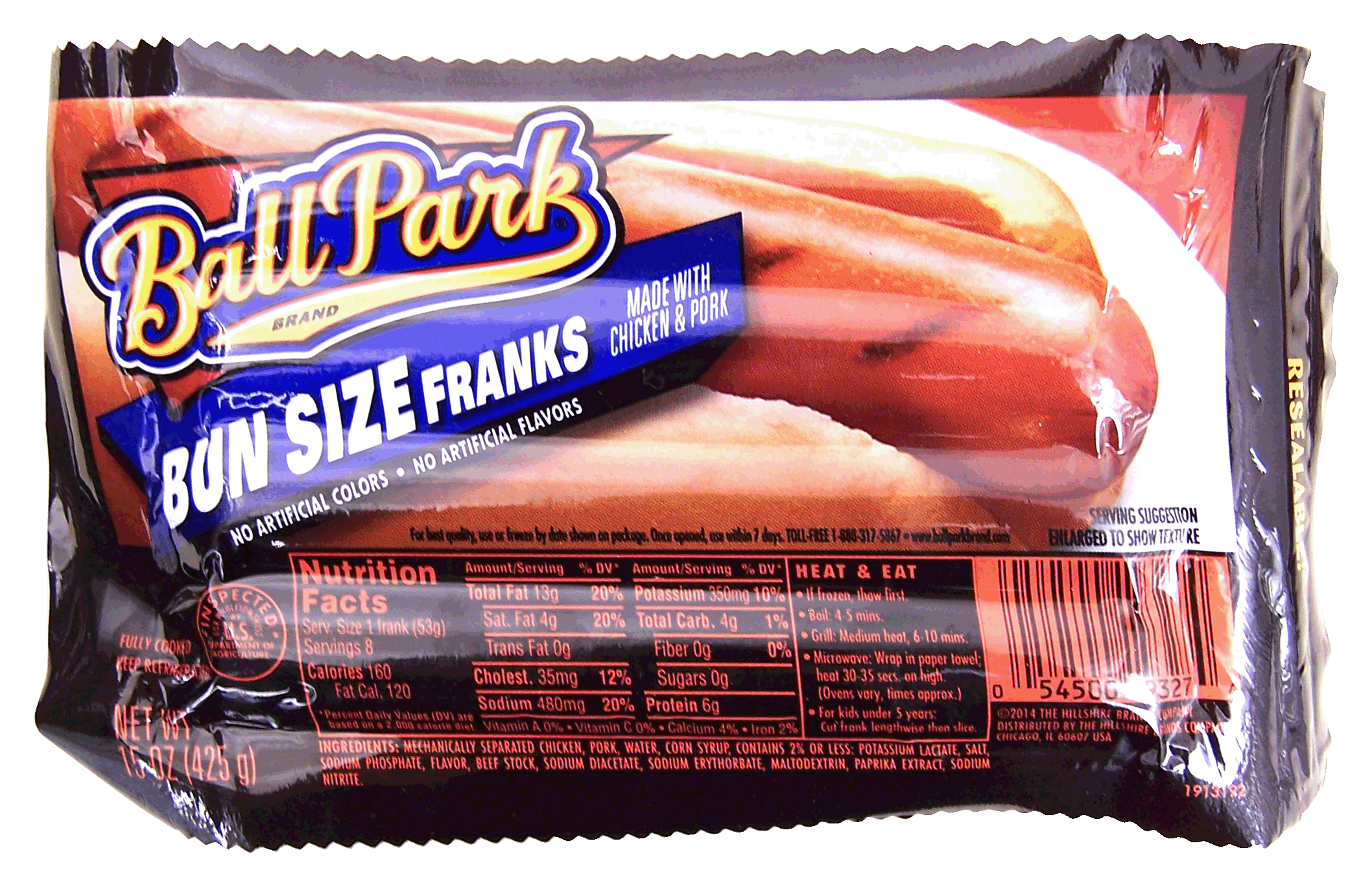 Ball Park  bun size franks made with chicken & pork, 8 ct Full-Size Picture